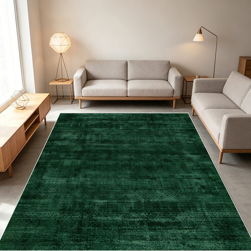 1PC Vintage Distressed Dark Emerald Woven area rugs for Living Room, Soft and Comfortable, Suitable for all seasons, easy-to-maintain, machine washable Indoor floor mat, Under Table Farmhouse suitable for Dining Area, Bedroom, Kitchen, Entryway, Home