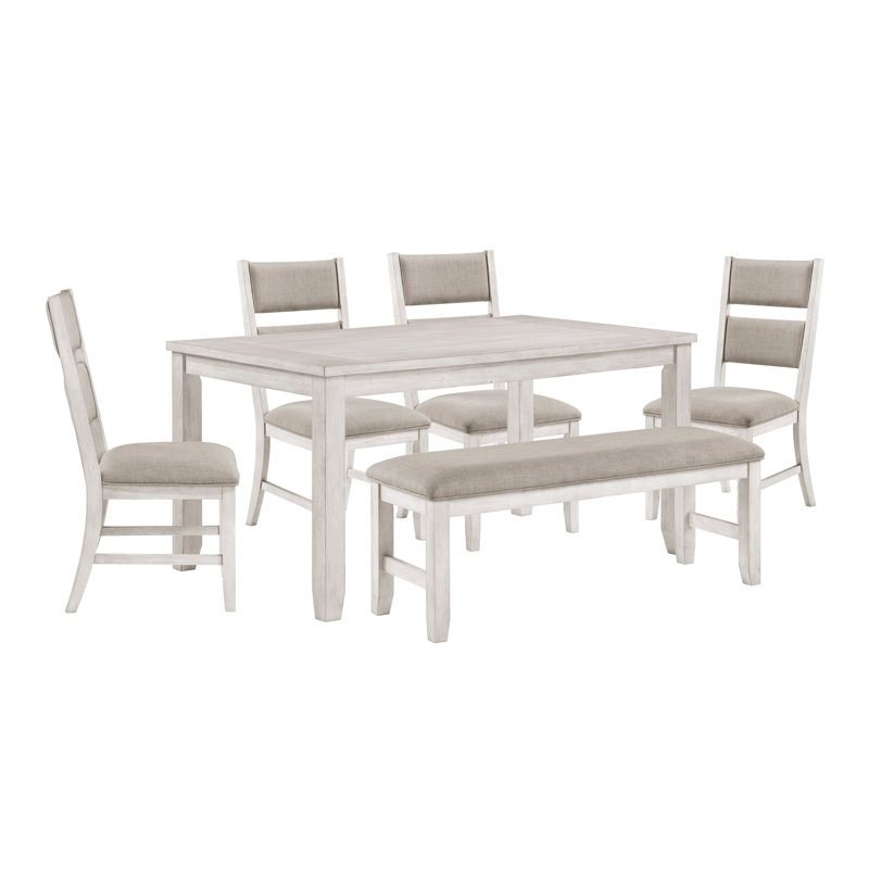 Ensemble de salle à manger 6 pièces Modern Farmhouse, 6 pièces: table, 4 chaises, banc