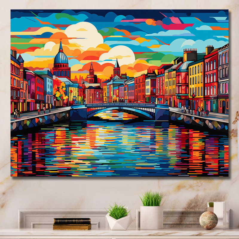 City Dublin Popart IV, reproduction d'art sur toile, Toile tendue, H 16 po x l 32 po x P 1 po