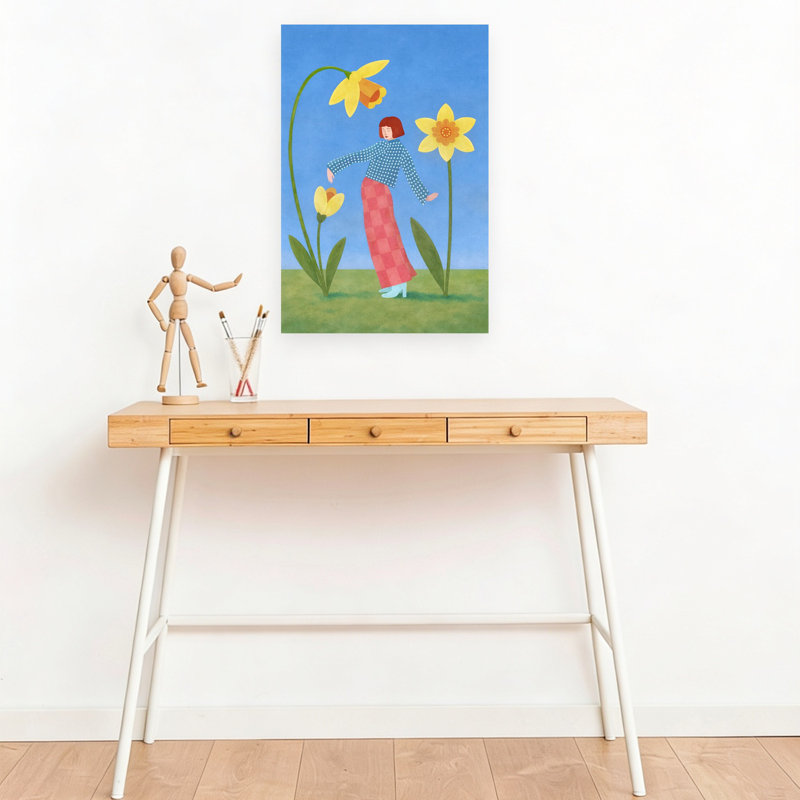 Printemps, jonquille, danse, fantaisie, H 18 po x l 12 po
