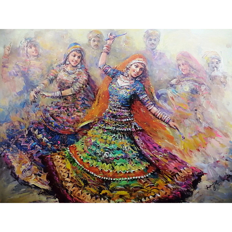 Célébration du désert dans le Rajsthan | Acrylique sur toile