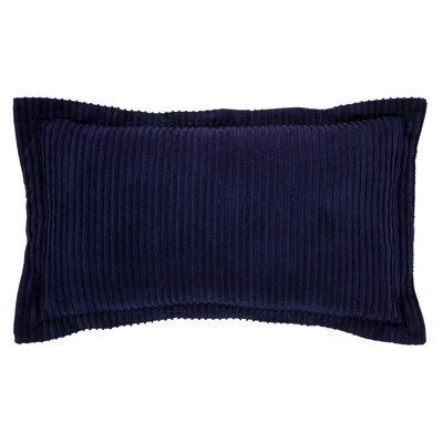 Taie décorative touffetée 100% coton Jullian, motif à rayures moderne, housse décorative douce et respirante, certifié OEKO-TEX, lavable à la machine, très grand lit (20 po x 36 po), bleu marine, toutes saisons