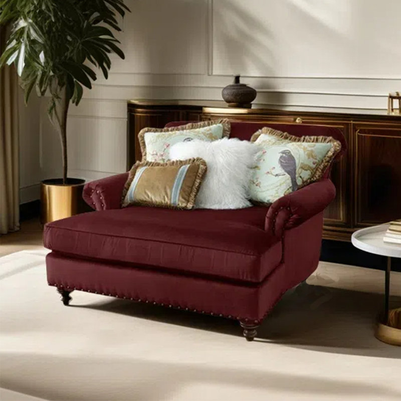 Chaise longue en flanelle élégante et décontractée, Rouge vin