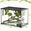 Enceinte en verre de reptile noir, 14 gallons avec couvercle coulissant pour l'alimentation, les lézards, les serpents, les grenouilles, les araignées terrarium - vue complète, ensemble de décoration, araignées sécuritaires,