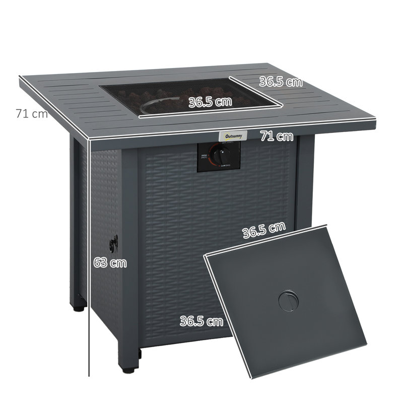 Square Propane Fire Pit Table