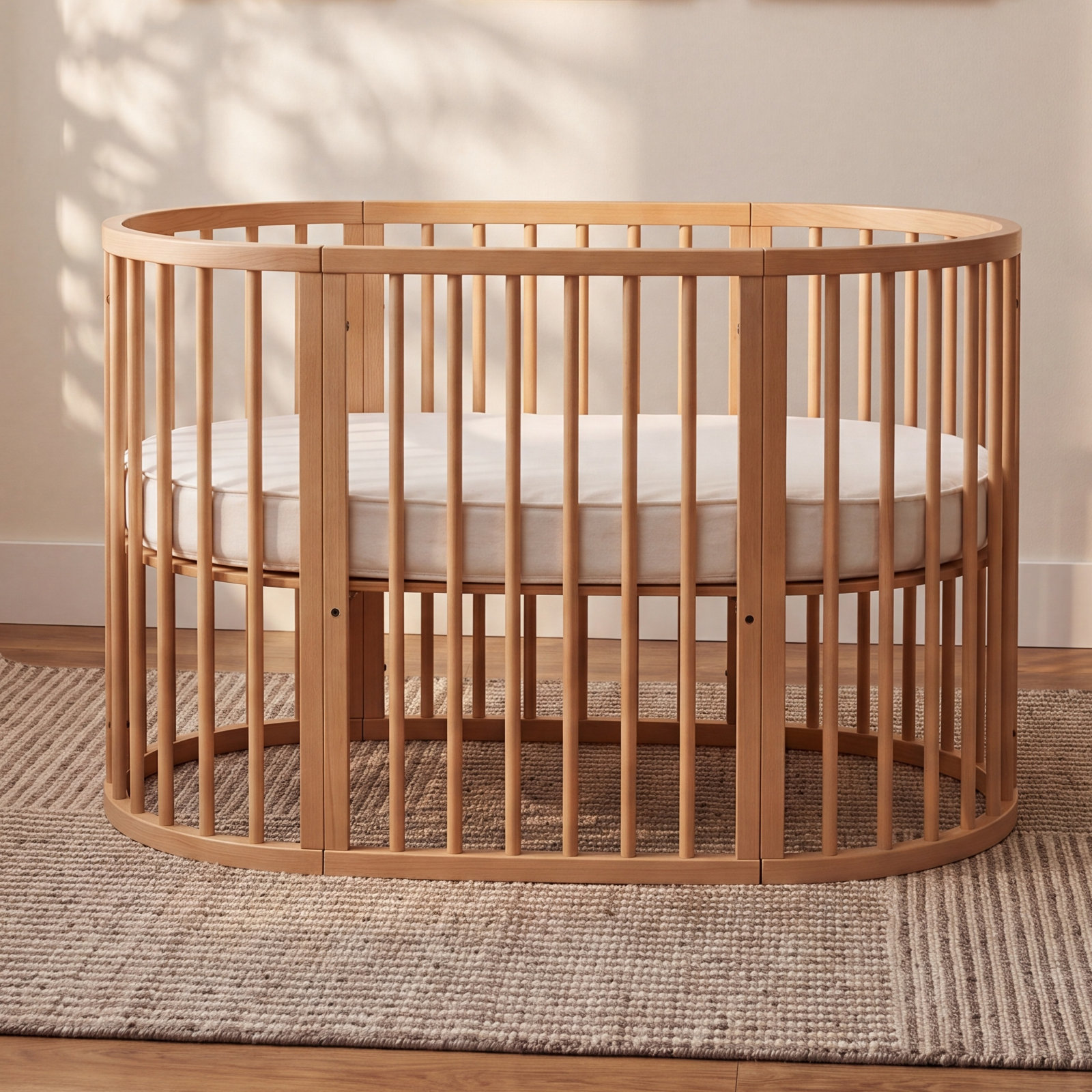 Organic Breathable Oval Crib Mattress, 27.5" H x 53.7" W x 3" D