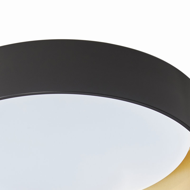 1 - Light Simple Design Classic LED Energy Saving Dimmable Flush Mount Ceiling Light, Black, 4.53" H x 17.72" W x 17.72" D
