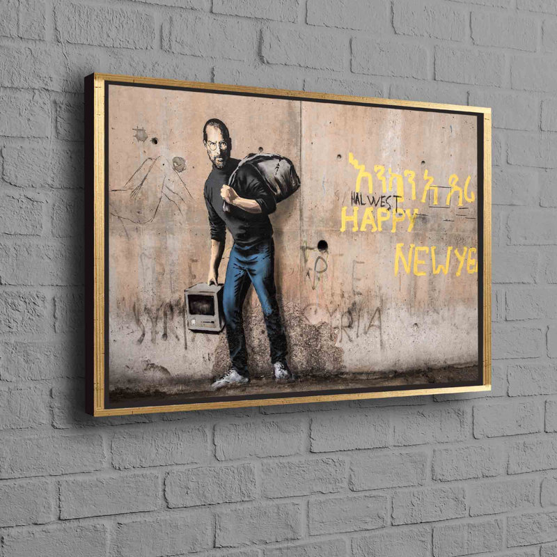 Portrait abstrait sur toile de coton Steve Steve: Street Art style graffiti pour décoration murale moderne, H 12 po x l 16 po