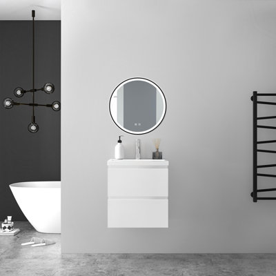 Camy Vertical Black Framed Round Mirror