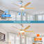 Ventilateur de plafond moderne de 52 pouces avec lumière DEL à intensité variable et télécommande 5 pales en ABS 3 couleurs