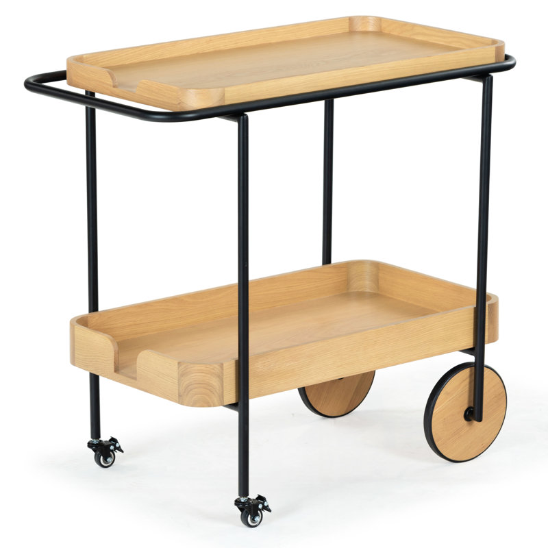 Malek Wood 2 Shelf Bar Cart, White