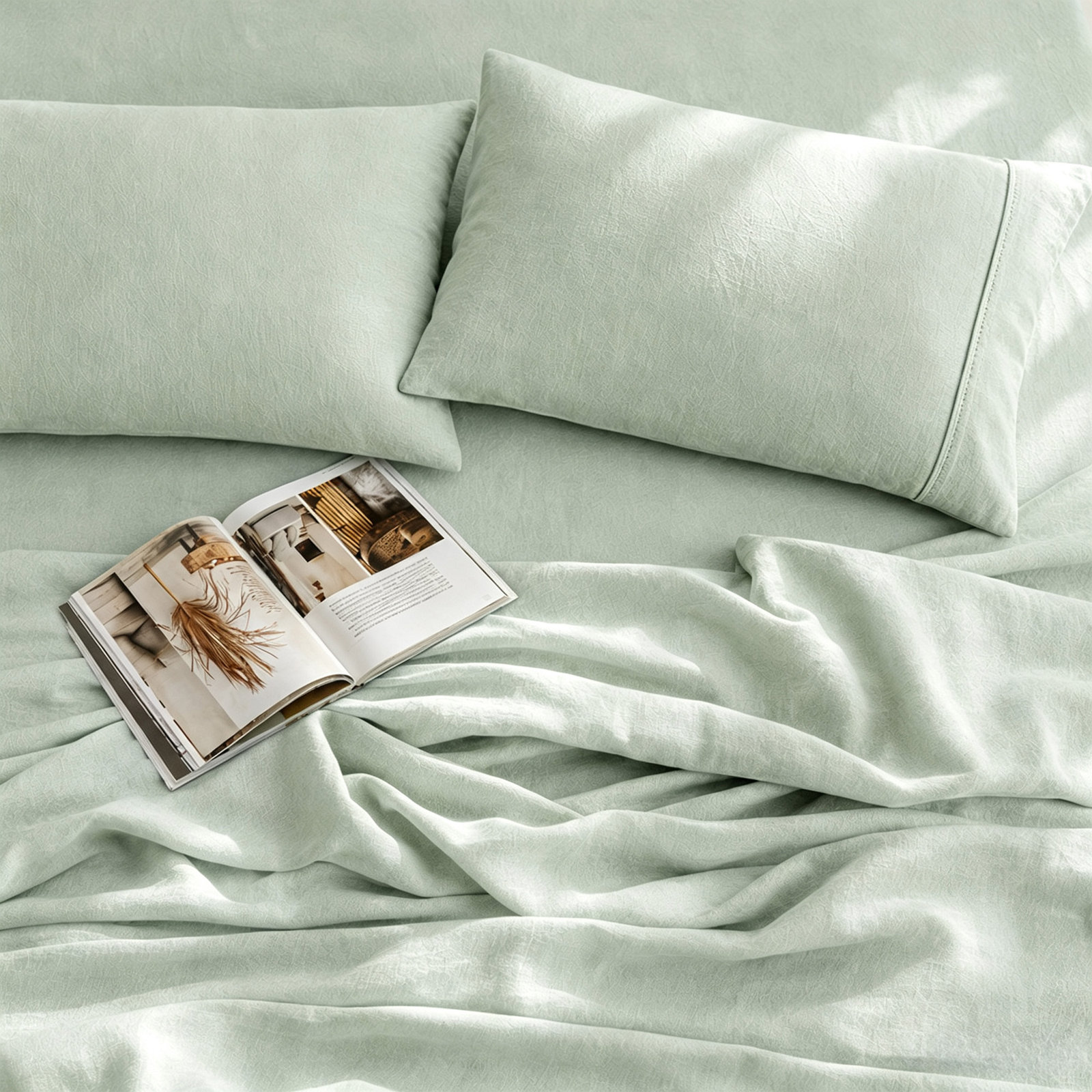 Clara 100% French Linen Sheet Set, Desert Sage, King