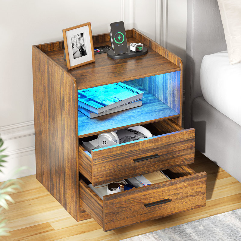 2 Drawer Bedside Table, Brown