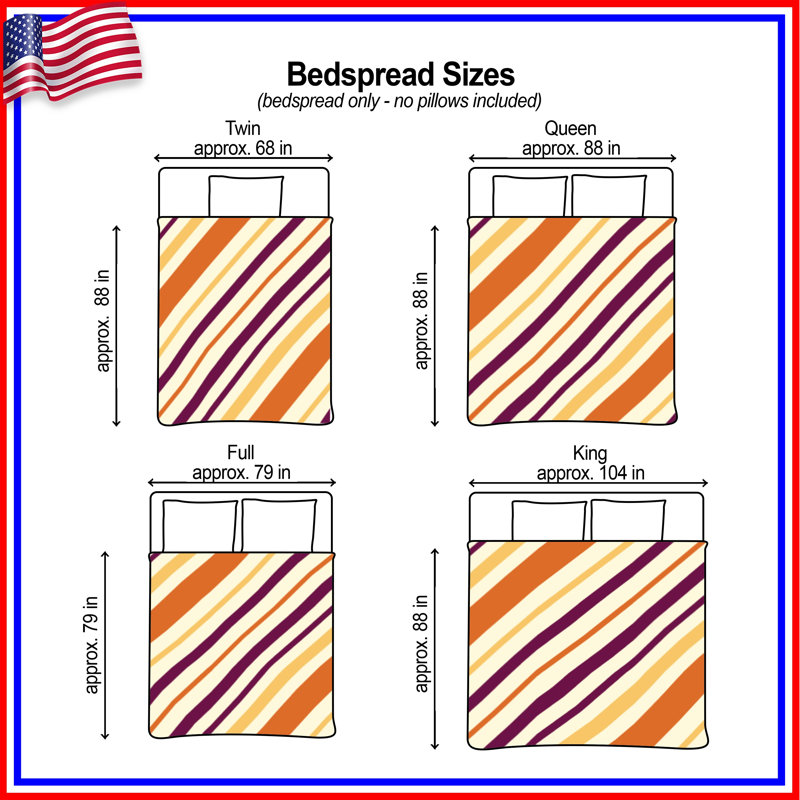 Diagonal Striped Pattern Quilted Bedspread All Sizes, Twin