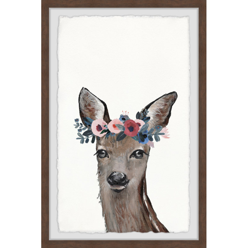 «Obey» Floral Crowned Deer », reproduction encadrée, H 36 po x l 24 po x P 1,5 po
