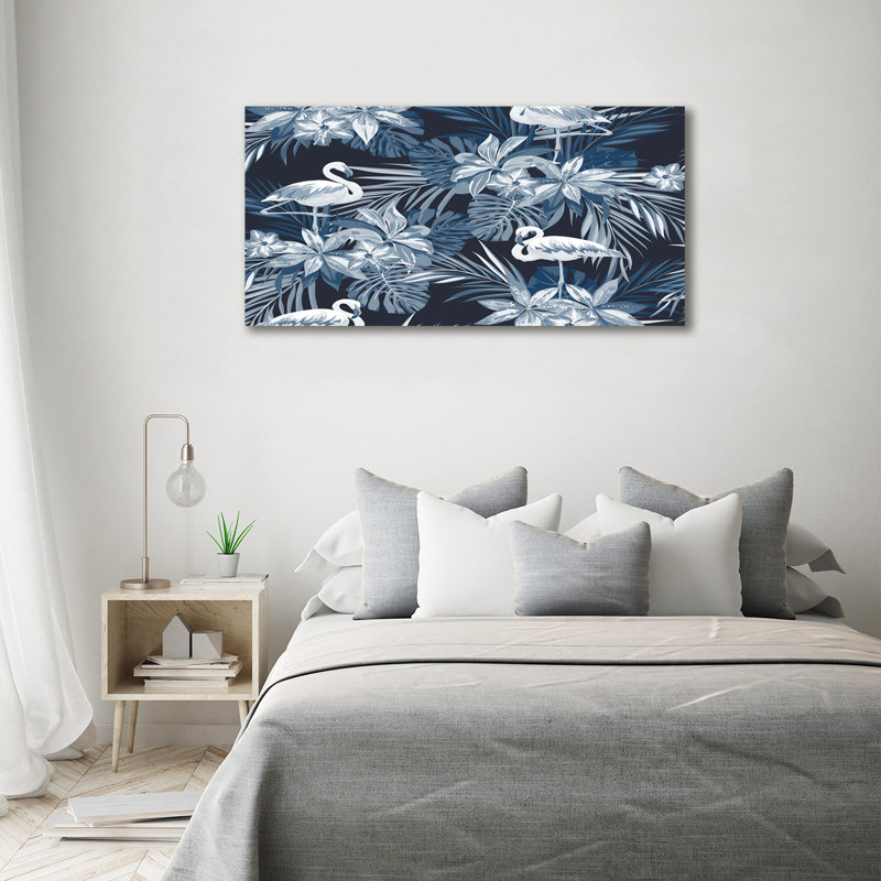 Flamingos And Plants - Wrapped Canvas Print