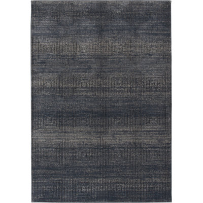 Tapis d'intérieur en polypropylène à motif géométrique gris Ebern Designs German Barris