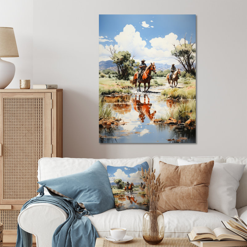 Cowboy Ranch Reflections Cowboys - Cowboys, reproduction d'art sur métal, H 32 po x l 24 po x P 1 po