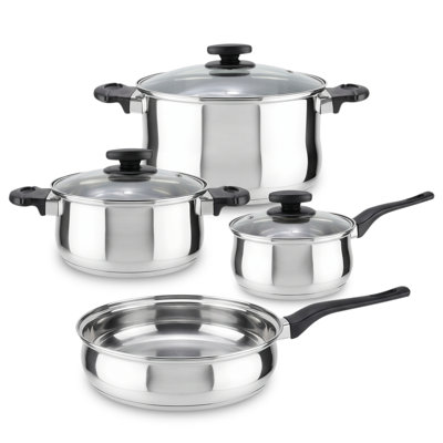 Magefesa Deliss 7-Piece Stainless Steel Cookware Set, All-Stovetops Compatible, Dishwasher Safe