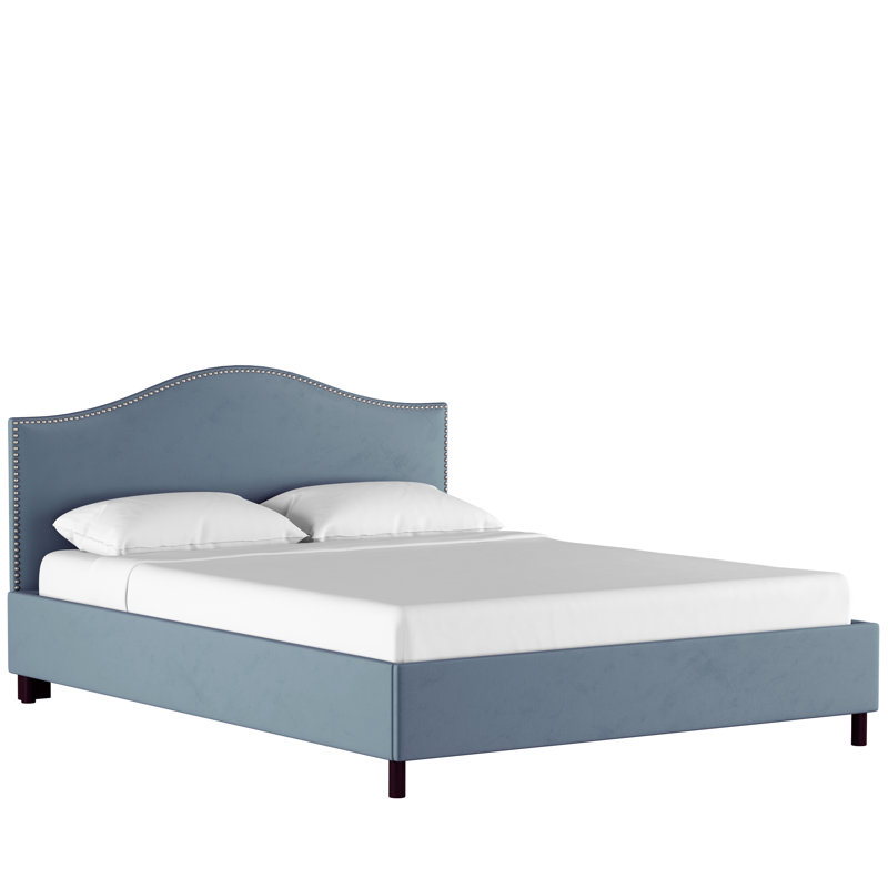 Myers Upholstered Platform Bed, King, Classic Ocean Velvet