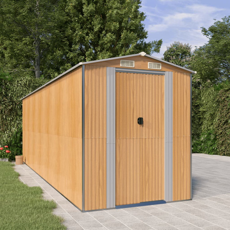 Remise de rangement traditionnelle en acier l 6,3 pi x P 19,88 pi, Brun clair, L 75,6 po x P 238,5 po x H 87,6 po