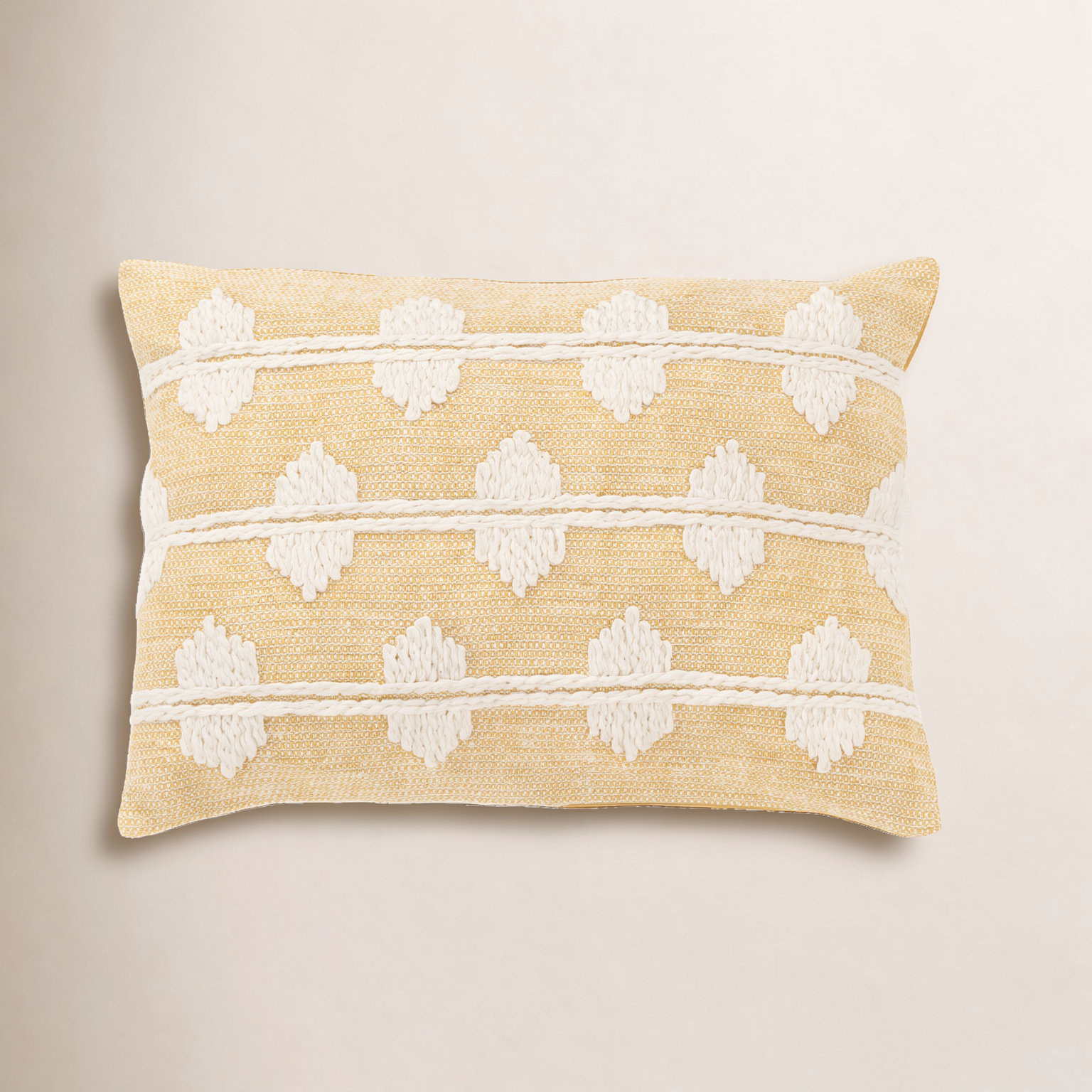 Heiden Embroidered Cotton Lumbar Throw Pillow, Gold