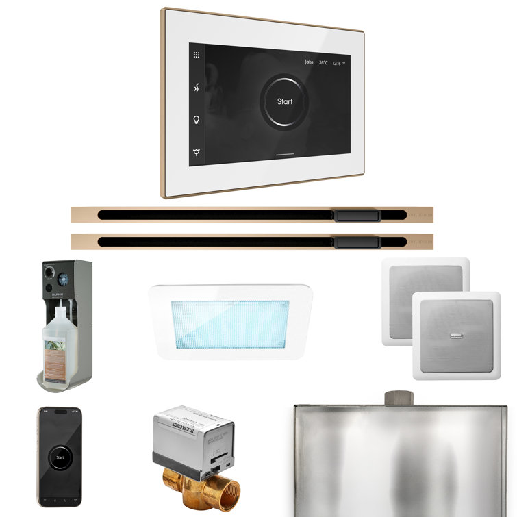 XDream Max Steam Shower Control Package with iSteamX Control and Linear Steamhead in White 