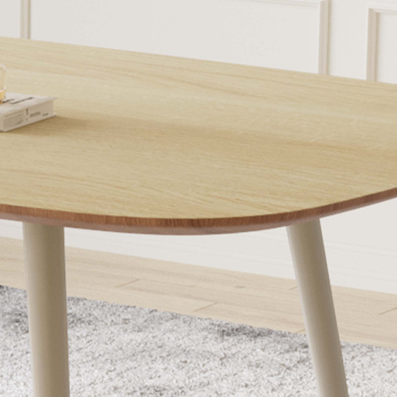 Rectangular Table, Modern Dining Kitchen Table, Cream/Cream, 29.9" H x 47.2" L x 27.5" W