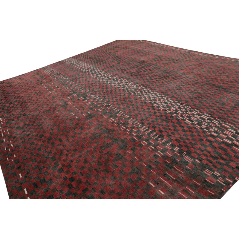 Moroccan Hand Knotted Wool Geometric Area Rug, Rectangle 10' x 14'