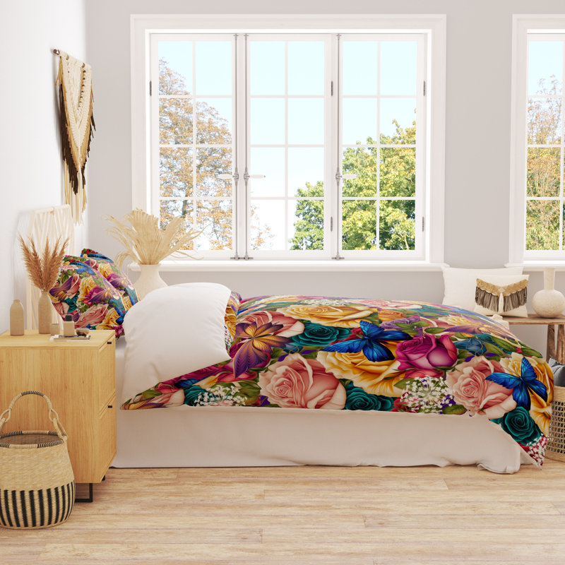 Floral Duvet Cover, Twin Duvet Cover + 1 Queen Sham