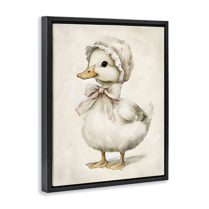 Canard portant un cadre flottant Bonnet, design par Arlington Prints, H 31 po x l 25 po, Cadre flottant noir de jais