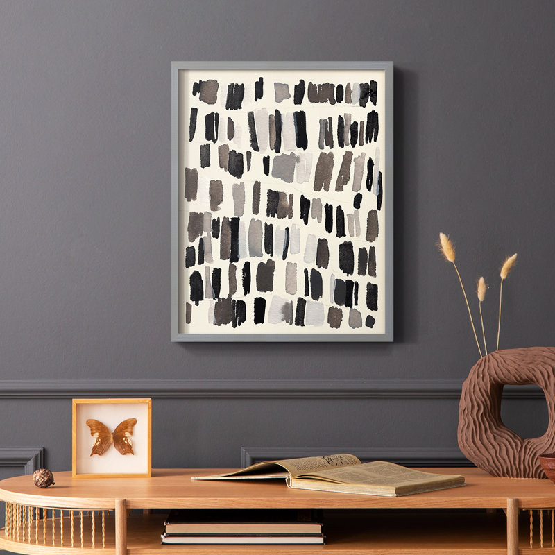 Craie et silex III, reproduction encadrée - bois massif, Gris, H 10 po x l 8 po