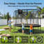 Trampoline noir Acwarm Home 2026 12Ft - 1500Lbs, Astm, avec ensemble de basketball léger à DEL, filet, échelle et coussin-127663364