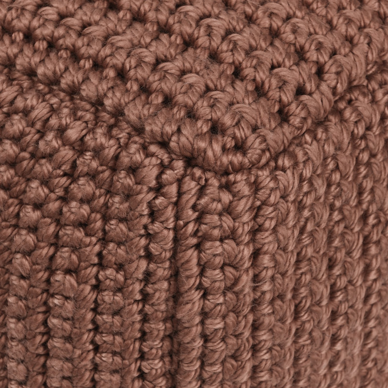 Prism 18" Wide Handwoven Square Pouf, Terra Cotta