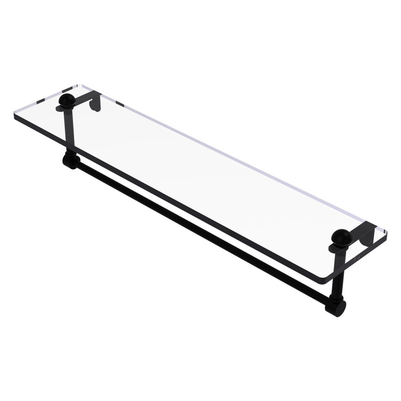 Gober Bracket Shelf with Towel Bar, 22", Matte Black
