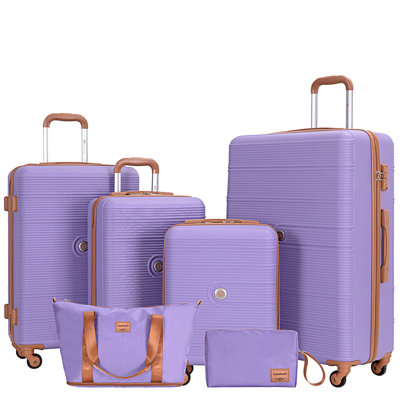 6 Piece Hardshell Luggage Set Hardside Lightweight Suitcase With Tsa Lock Spinner Wheels