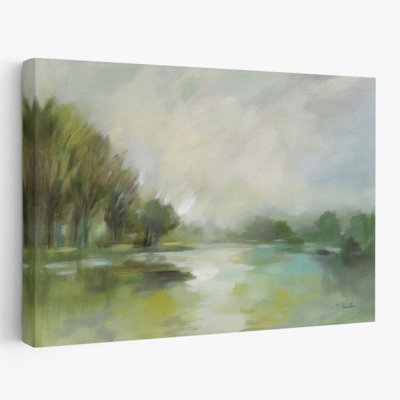 Lakeside Fog - Abstract Blue Brown Clouds