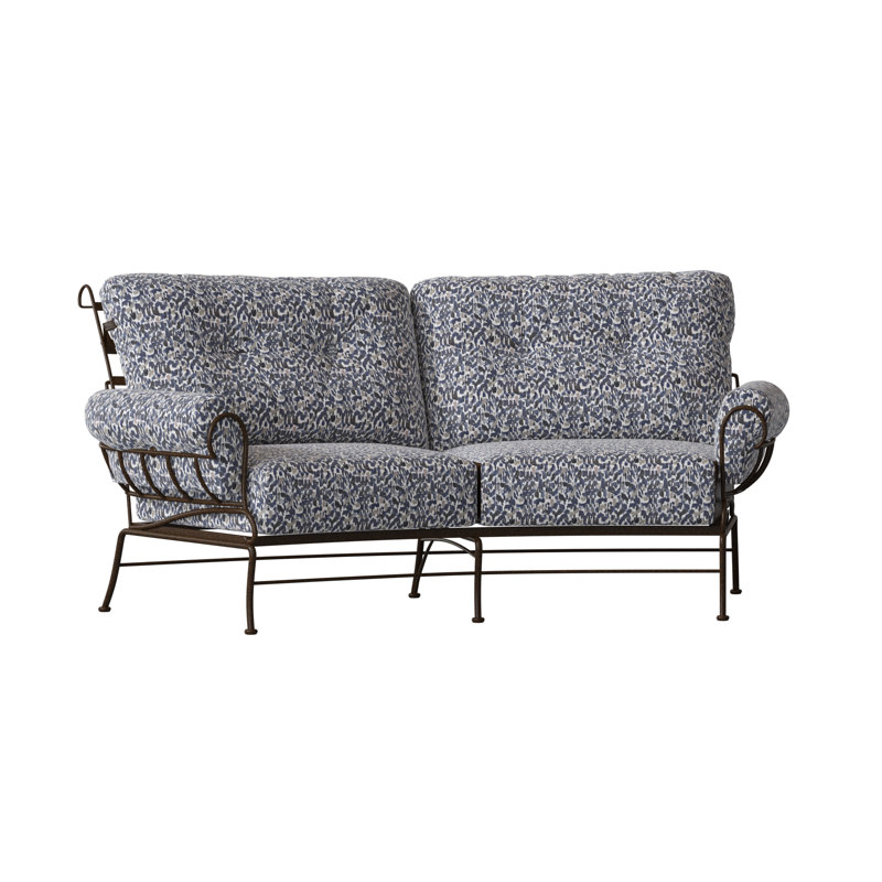 Terrace Outdoor 2 - Seat Loveseat, Chestnut Brown, Canvas Navy Sunbrella® Canvas