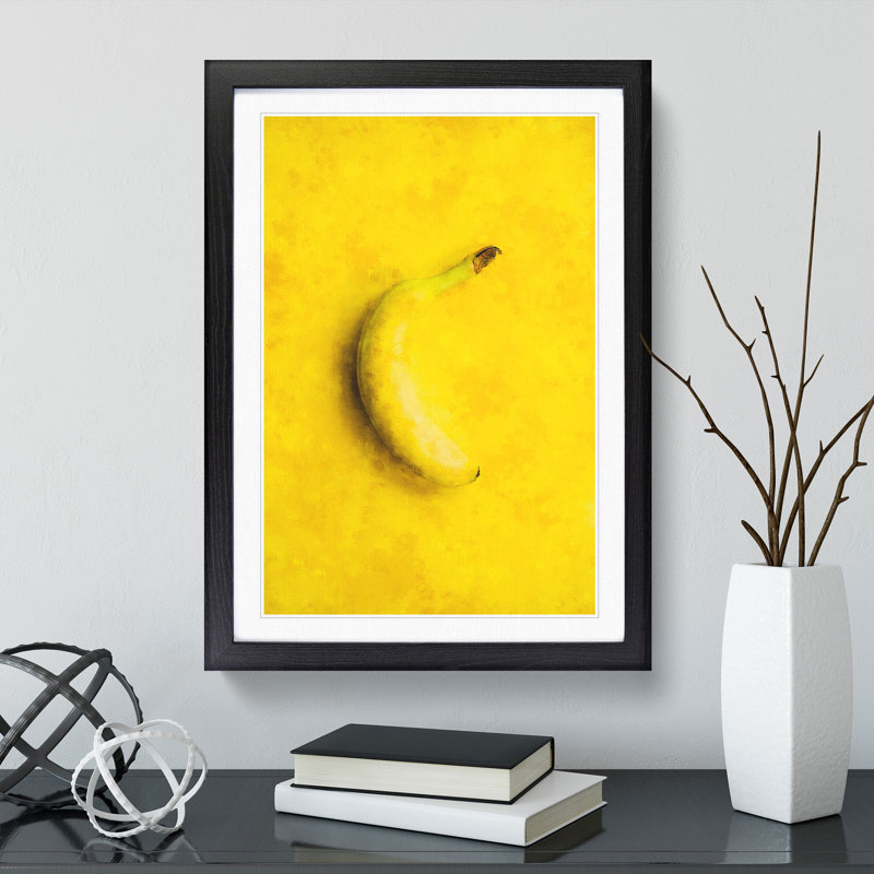 Yellow Banana - Picture Frame Graphic Art, Black Framed, 48cm H x 36cm W x 2cm D