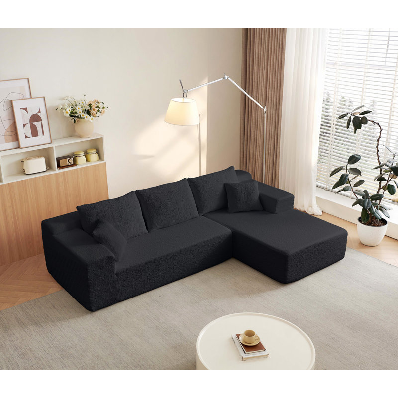 Canapé modulaire en nuage de 104 po avec méridienne en forme de L, canapé modulaire moderne avec assise profonde, fauteuils rembourrés pour la chambre à coucher du salon, aucun assemblage requis (tissu en chenille innovant)