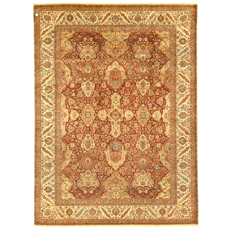 High-Quality Hand-Knotted Red And Cream Area Rug