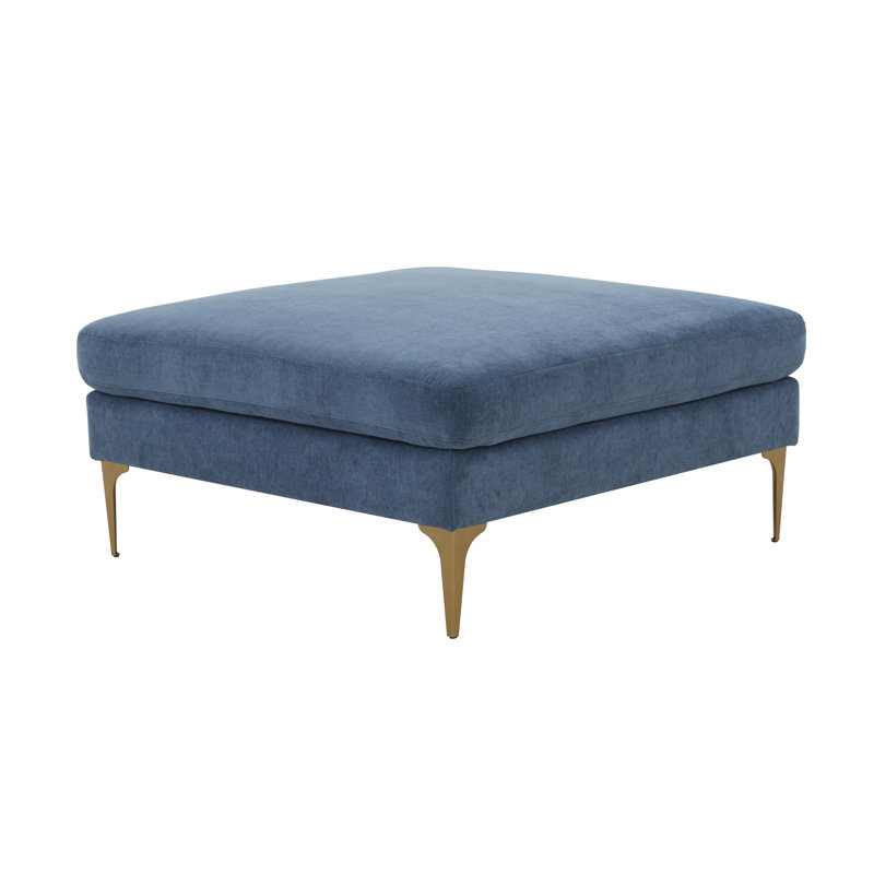 39.5" Wide Square Standard Ottoman, Blue Polyester