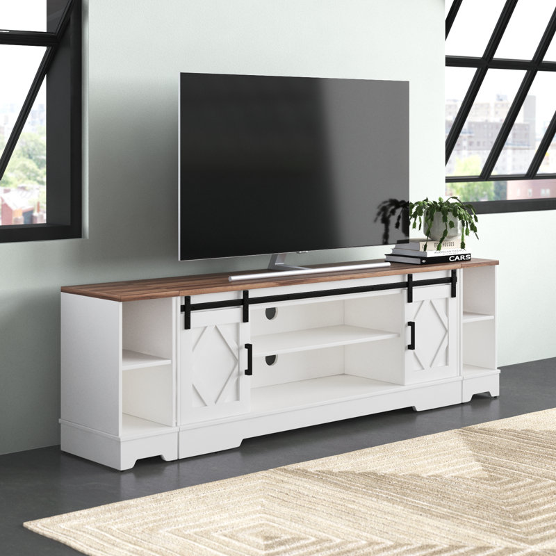 Glenford 3 in 1 Modern Farmhouse TV Stand for up to 85" TVs,Wood Entertainment Center with Open Storage for Living Room,Rustic Brown