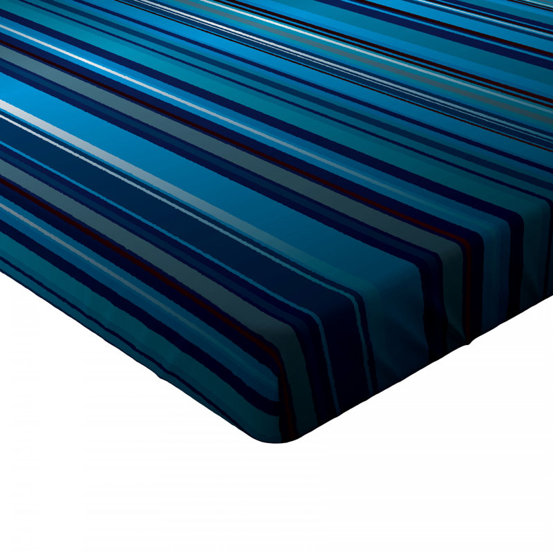 Microfiber Striped Fitted Sheet, Queen Fitted Sheet, Aqua Striped