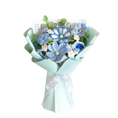 Completed Crochet Flowers Bouquet With 14Pcs Crochet Flowers For Decoration, Crochet Calla Lily Bouquet For Home Wedding Decorations, Birthday Gifts, Anniversary Gifts, Get Well Gifts, Valentine Day Gifts 