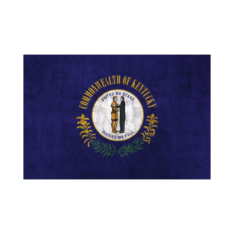 Kentucky Cracked Paint State Flag - Wrapped Canvas Painting, 101.6 cm H x 66.04 cm W x 3.175 cm D