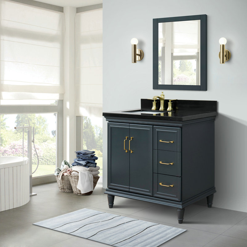Ensemble de meuble-lavabo simple 37 po Lindaro, Gris foncé
