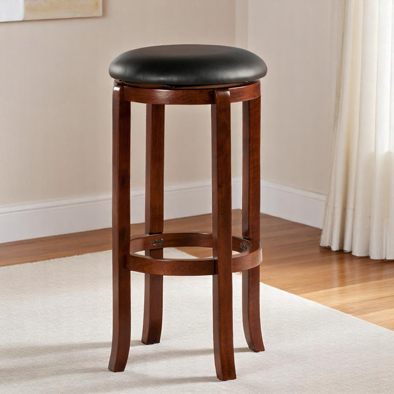 Maria Black and Brown Swivel Bar Stool with Cushion, 29.98'' H X 16.67'' W X 16.67'' D