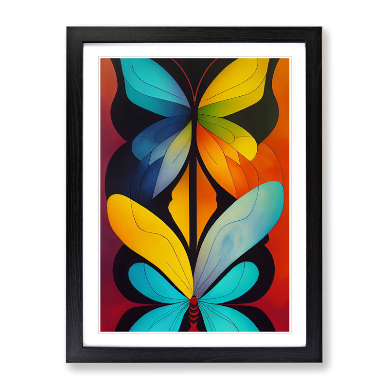 Butterfly Abstract - Single Picture Frame Print, Black, 64cm H x 46cm W