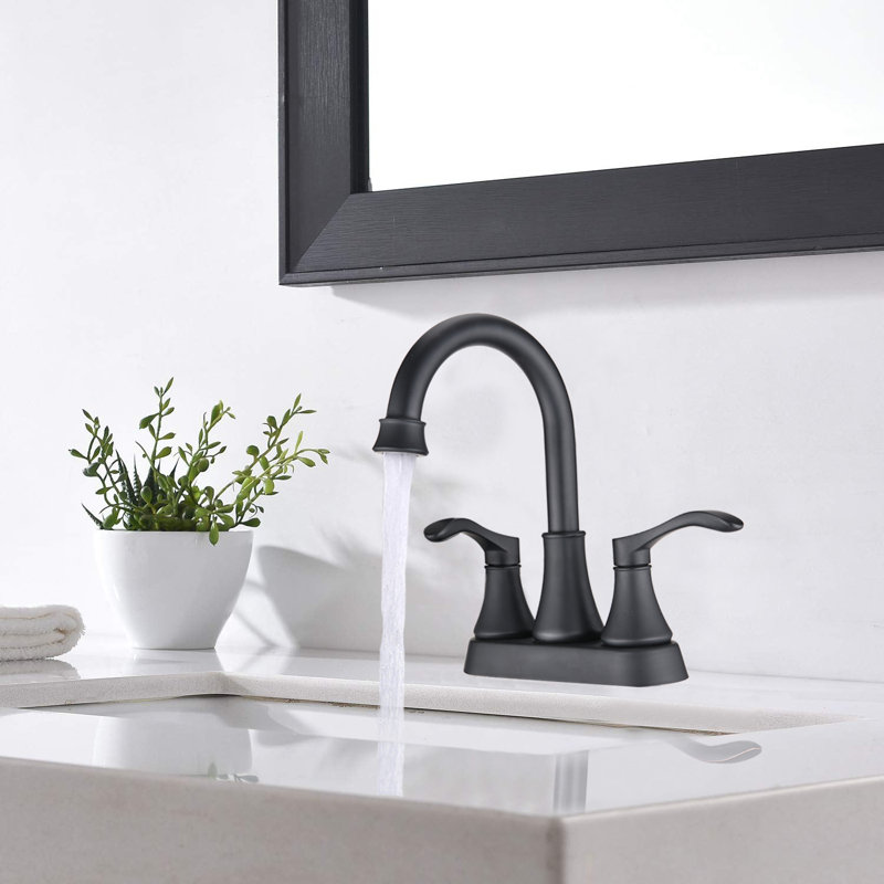 Saxon 2-handle Bathroom Faucet with Drain Assembly, Matte Black